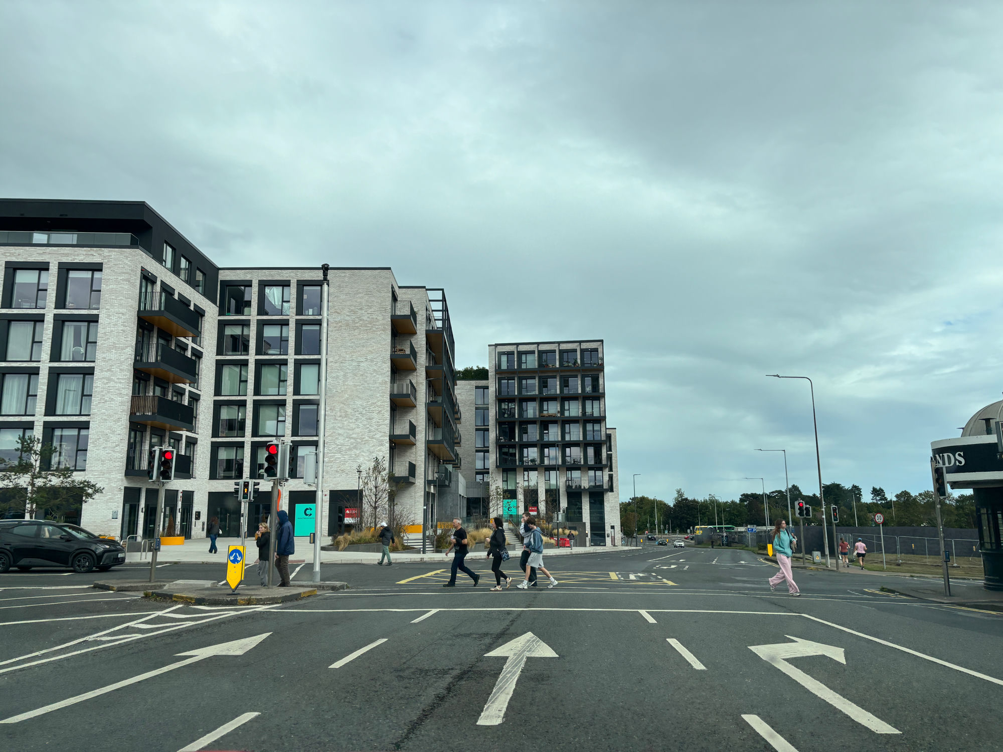 Recently completed apartment blocks at a road junction in Stillorgan, part of the higher-density housing built around the older suburb in recent years